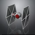 Detailed Futuristic Cosmic Starfighter Model With Angular Wings And Red Fuselage
