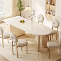 Modern Minimalist Dining Table Set With White Tabletop And Four Chairs 3d model