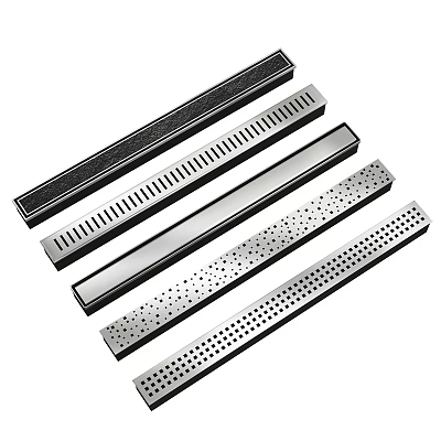 Stainless Steel Linear Bathroom Drain Accessories With Different Hole Patterns 3d model