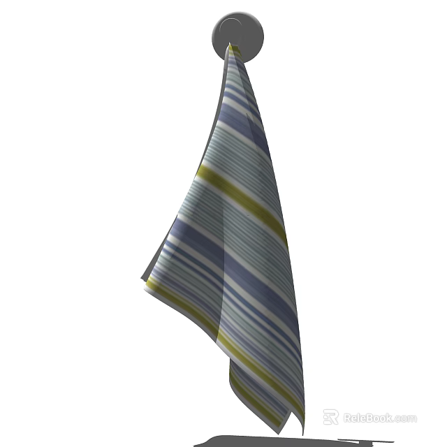 Striped Blue Yellow Gray Cotton Towel Hanging Soft Absorbent Decorative 3d model 