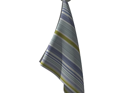 Striped Blue Yellow Gray Cotton Towel Hanging Soft Absorbent Decorative 3d model