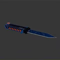 Modern Tactical Weapon Knife With Blue Sharp Blade Red Accent Handle And Metal Construction Design