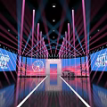 Futuristic Fashion Show Stage With Neon Lights And Screens
