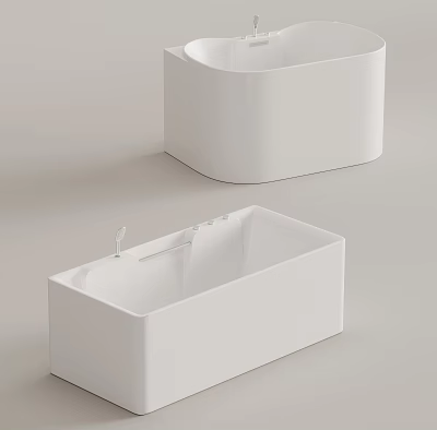 Modern White Freestanding Bathtubs With Sleek Design And Different Shapes In Interior 3d model