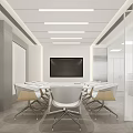 Modern Conference Room Interior Design With Glass Partitions And White Chairs