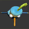 Cartoon Bird Game Character With Blue Body Yellow Legs Blue Hat Green Feather And Big Eyes