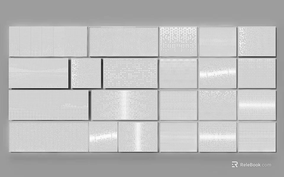 White Decorative Wall Panels With Various Textured Designs For Interior Home Decor 3d model
