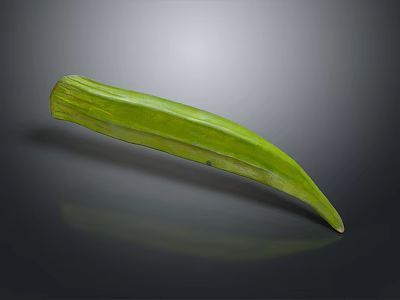 Fresh Green Okra Vegetable With Long Curved Shape And Smooth Surface 3d model