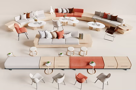 Card Seat Sofa Curved Card Seat Sofa 3d model