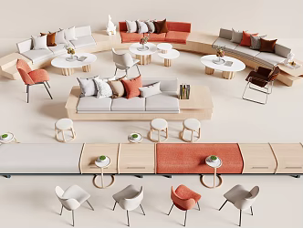 Card Seat Sofa Curved Card Seat Sofa 3d model