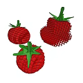 Decorative Red Mesh Garden Ornaments Shaped Like Strawberries With Green Leaves