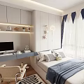 Kids Room Interior Design With Study Desk Bed Star Decor And Rug