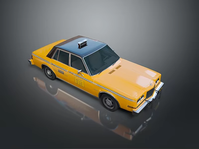 Vintage Yellow Taxi Cab With Black Roof And Classic Exterior Design 3d model