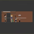 3D Pixel Style Characters Standing On Waiting Platform With Orange Wall And Wooden Floor
