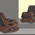 Elegant Dark Leather Rocking Chair With Ornate Wooden Frame And Classic Design