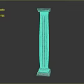 Classical Textured Gray Column With Ornate Capital and Sturdy Base Against Simple Dark Background