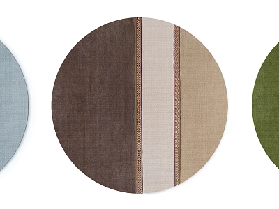Stylish Round Rugs With Striped Patterns In Brown Green And Blue Tones 3d model