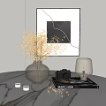 Tabletop Decorative Ornament Set With Dried Flower Vase Vintage Camera Lamp Book And Candles