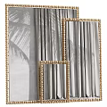 Decorative Mirrors With Beaded Frames Against Curtains And Palm Leaf Shadows 3d model
