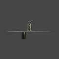 Futuristic Cybernetic Game Movie Character With Metallic Structure Standing By Illuminated Container And Glowing Accents