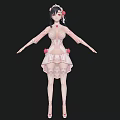Elegant Woman In Pink Lace Dress With Floral Headpiece And Standing Pose