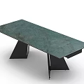 Modern Green Marble Top Dining Table With Black Metal Legs Design