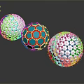 Modern Furniture Decorative Spheres With Silver Blue Red Grid Patterns