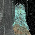 Concrete Tunnel Interior With Black Pipes Gravel And Sand Floor