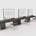 Modern Black Dressing Vanities With Lighted Mirrors Cosmetics Drawers And Matching Chairs