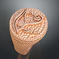 Elegant Rose Gold Ring Featuring Intricate Decorative Patterns And Textured Surface 3d model