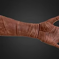 Brown Leather Long Gloves With Textured Surface And Classic Design 3d model