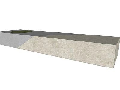 Modern Outdoor Stone Bench Chair With Gray Beige Surface And Integrated Cup Holder 3d model