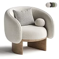 Green Upholstered Single Sofa With Geometric Pillow Round Ball Cushion And Wooden Legs Modern Design