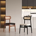 Modern Single Chair With Woven Backrest Black Frame And Green Upholstered Seat In Open Kitchen