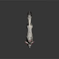White Fox Game Character With Pink Ears Fluffy Fur And Red Accents