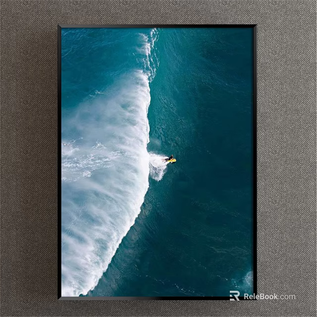 Aerial View Seascape Landscape With Massive Ocean Wave White Foam And Surfer In Yellow Surfing 3d model 