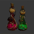 Colorful Decorative Glass Bottles With Cork Stoppers Golden Ropes And Tags