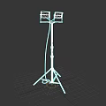 Modern Floor Lamp With Tripod Base And Two Adjustable Metal Lamp Heads