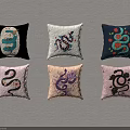 Stylish Decorative Pillows With Various Snake Patterns And Colorful Designs 3d model