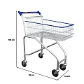 Sturdy Metal Shopping Cart With Blue Handle Basket And Wheels For Public Use