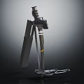 Tactical Mechanical Weapon With Tripod Stand Metal Blades And Yellow Strap