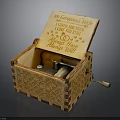 Wooden Music Box With Engraved Message Heart Patterns And Hand Crank Mechanism