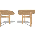 Two Wooden Dining Tables With Minimalist Design And Natural Wood Table Legs