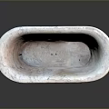 Classic Textured Marble Bathtub With Ornate Carved Handles And Smooth Surface