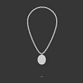 Gold Chain Necklace With Oval Pendant And Floral Pattern Design