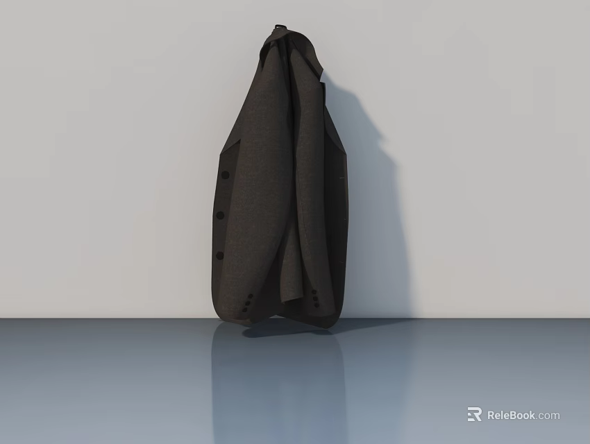 Dark Brown Swing Door With Black Handles In Smooth Reflective Floor Interior 3d model