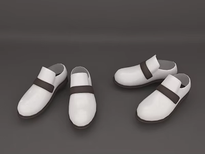 Stylish White Shoes With Brown Straps For Casual Daily Wear 3d model