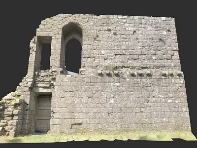 Medieval European Architecture Ancient Stone Structure With Arched Windows And Ruins 3d model