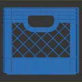 Blue Plastic Storage Crate With Grid Design And Handle Holes For Daily Use