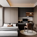 Modern Tatami Bedroom Interior With Bed Desk Chair Window And Built in Shelf